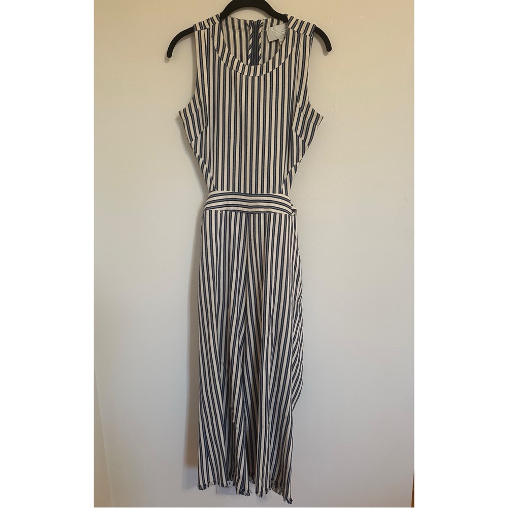 J.O.A. Striped Sleeveless Open-back Jumpsuit